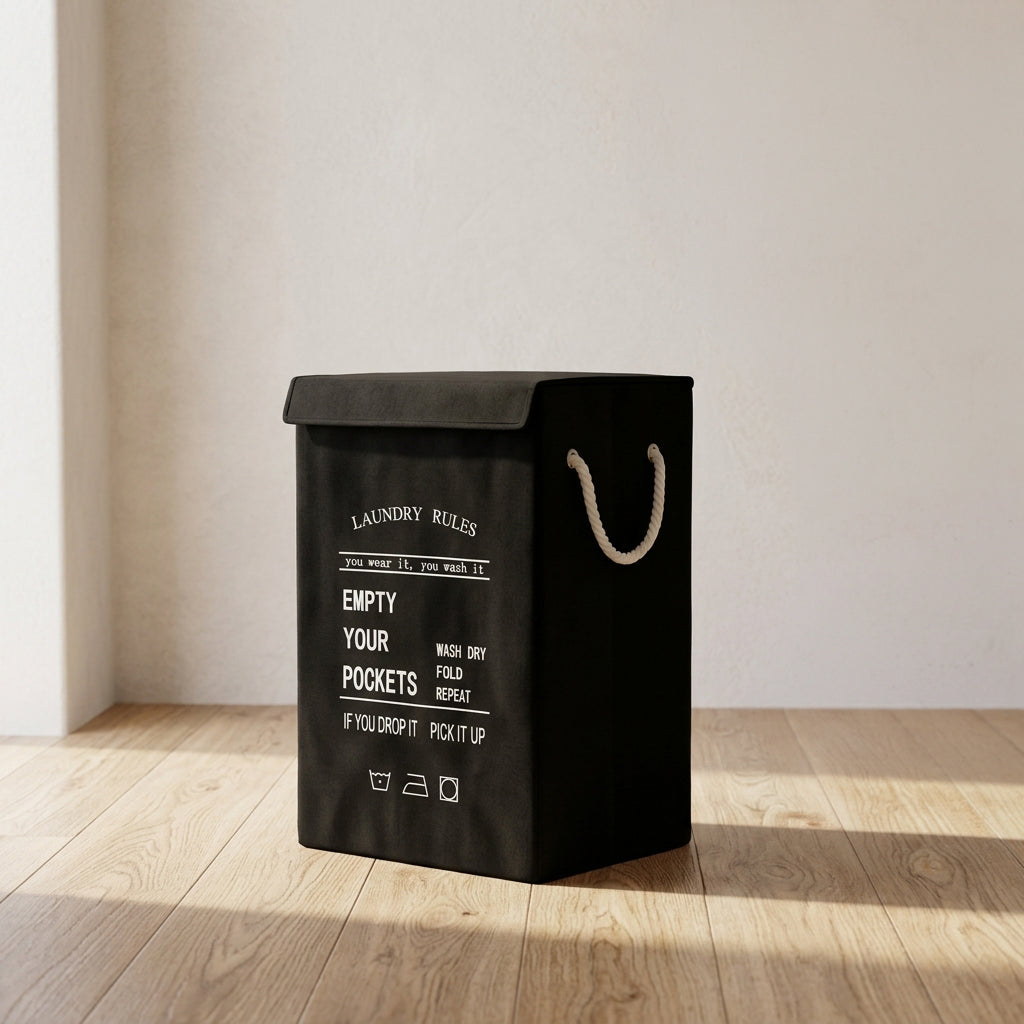 Black Fabric Laundry Basket by Zodiya