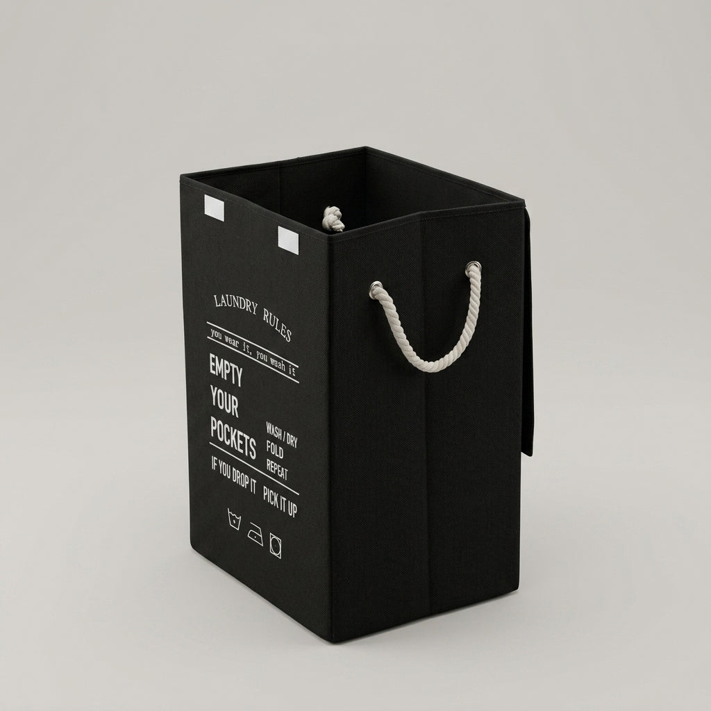 Black Fabric Laundry Basket by Zodiya
