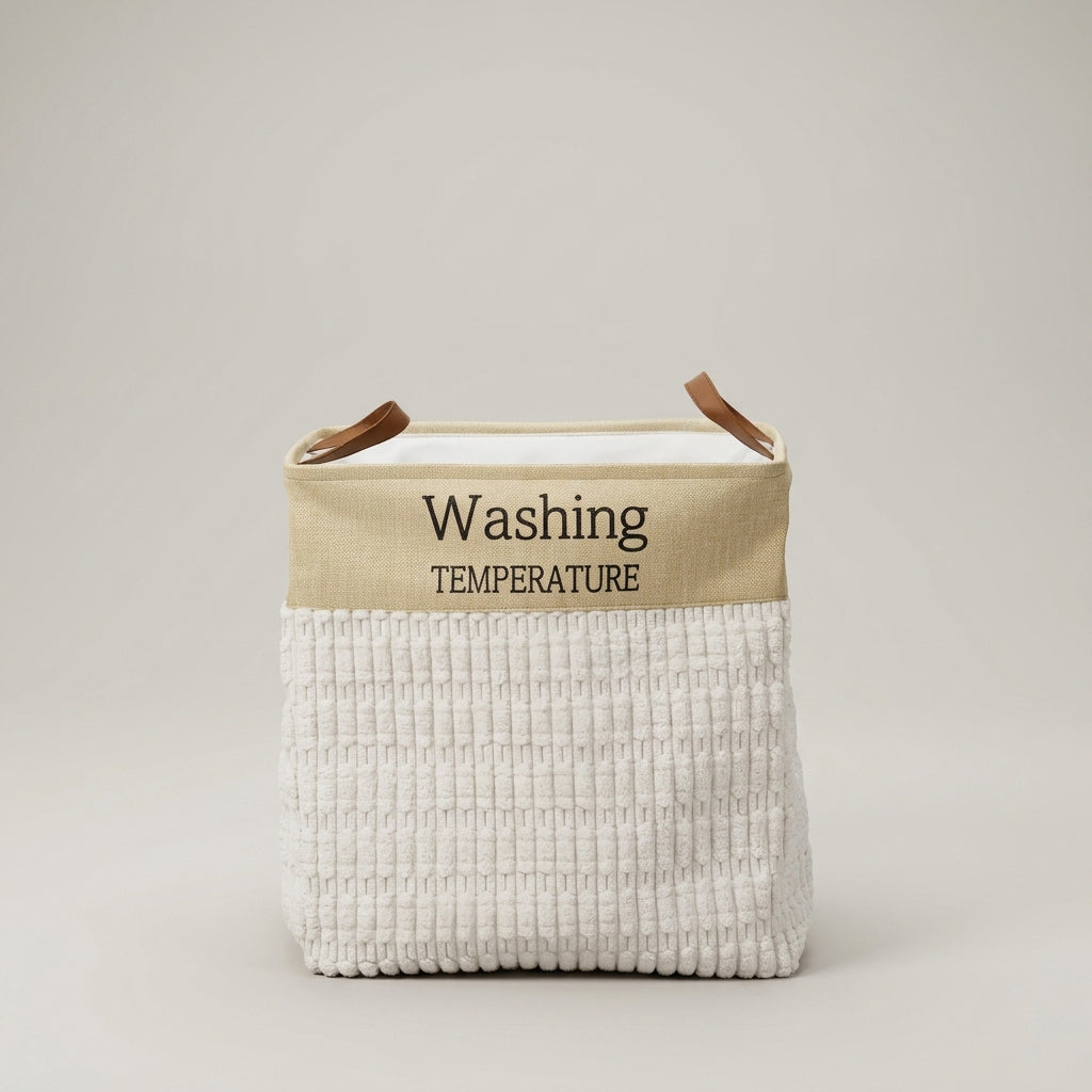 Cream Fabric Laundry Basket by Zodiya