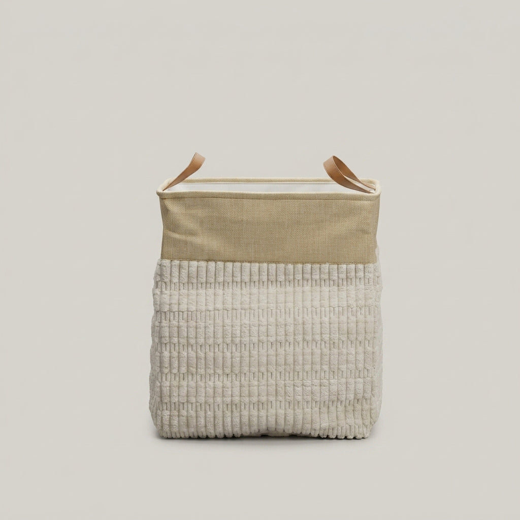 Cream Fabric Laundry Basket by Zodiya