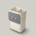 White Slatted Laundry Basket with Lid, Compartments by Zodiya
