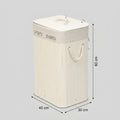 White Slatted Laundry Basket with Lid, Compartments by Zodiya