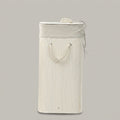 White Slatted Laundry Basket with Lid, Compartments by Zodiya