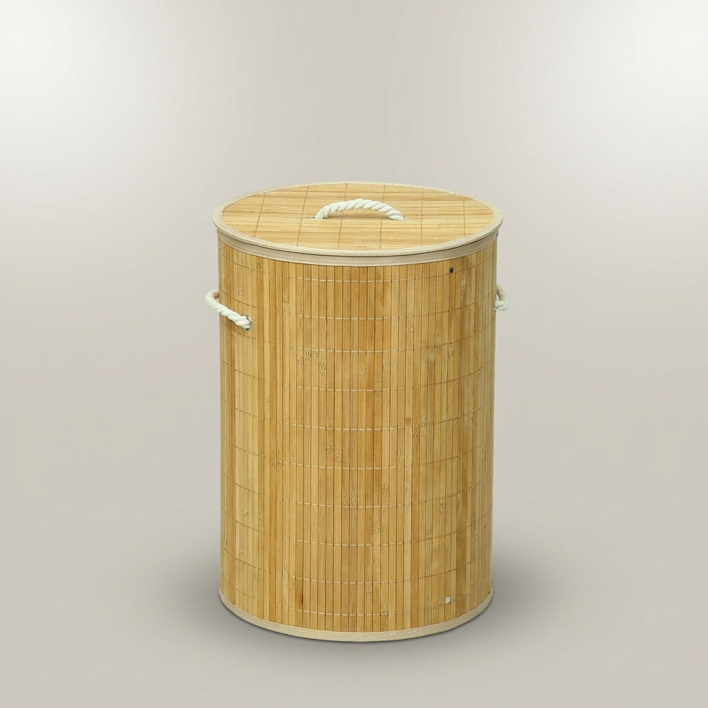 Bamboo Laundry Basket with Lid by Zodiya