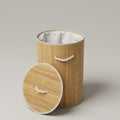Bamboo Laundry Basket with Lid by Zodiya