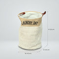 Small Beige Fabric Laundry Basket with Rope Handles by Zodiya