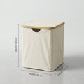 Small Cream Canvas Laundry Basket with Lid by Zodiya