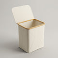Small Cream Canvas Laundry Basket with Lid by Zodiya