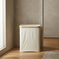 Small Cream Canvas Laundry Basket with Lid by Zodiya