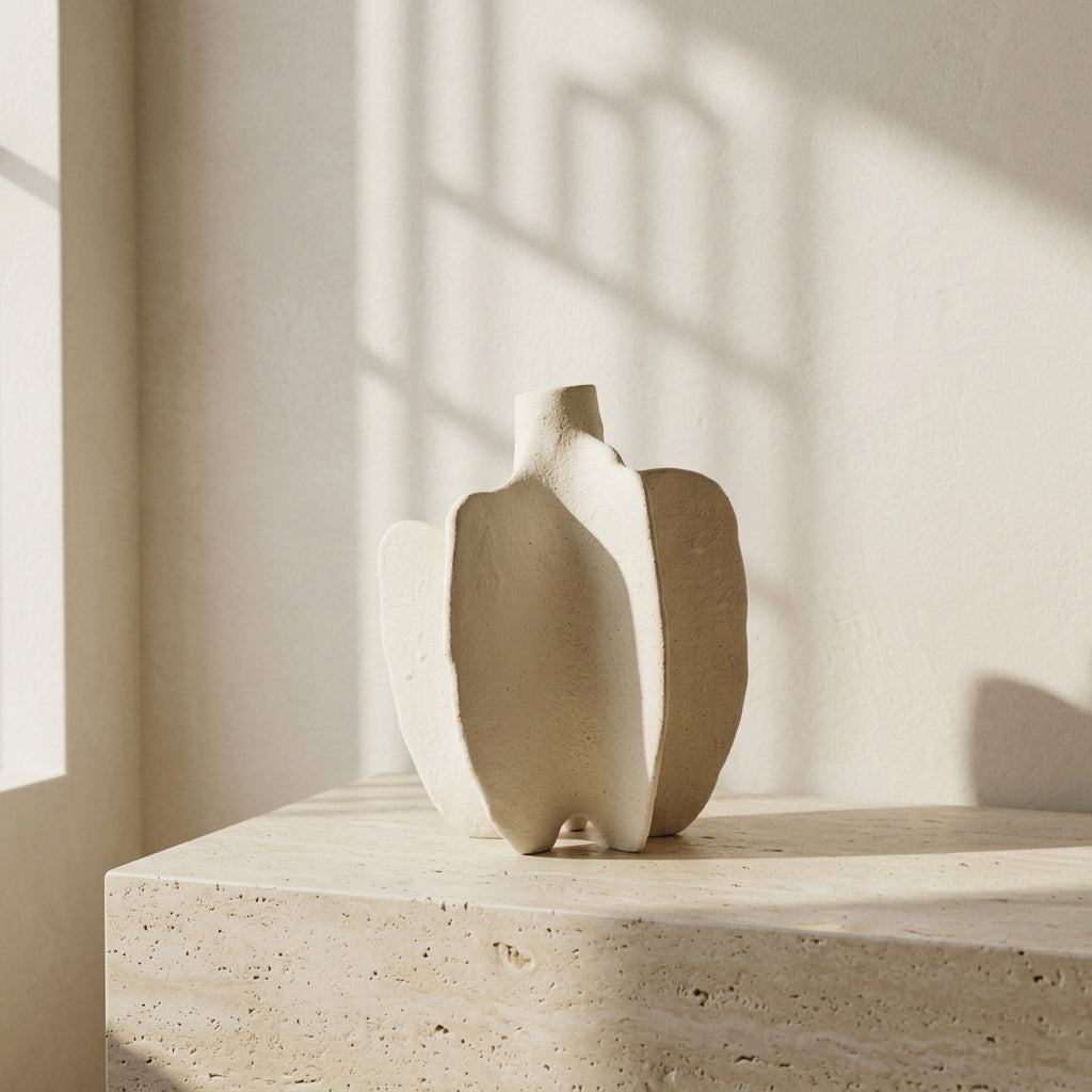 Cream Ceramic Flower Vase by Zodiya