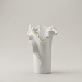 White and Gold Border Ceramic Vase by Zodiya