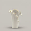 White and Gold Border Ceramic Vase by Zodiya