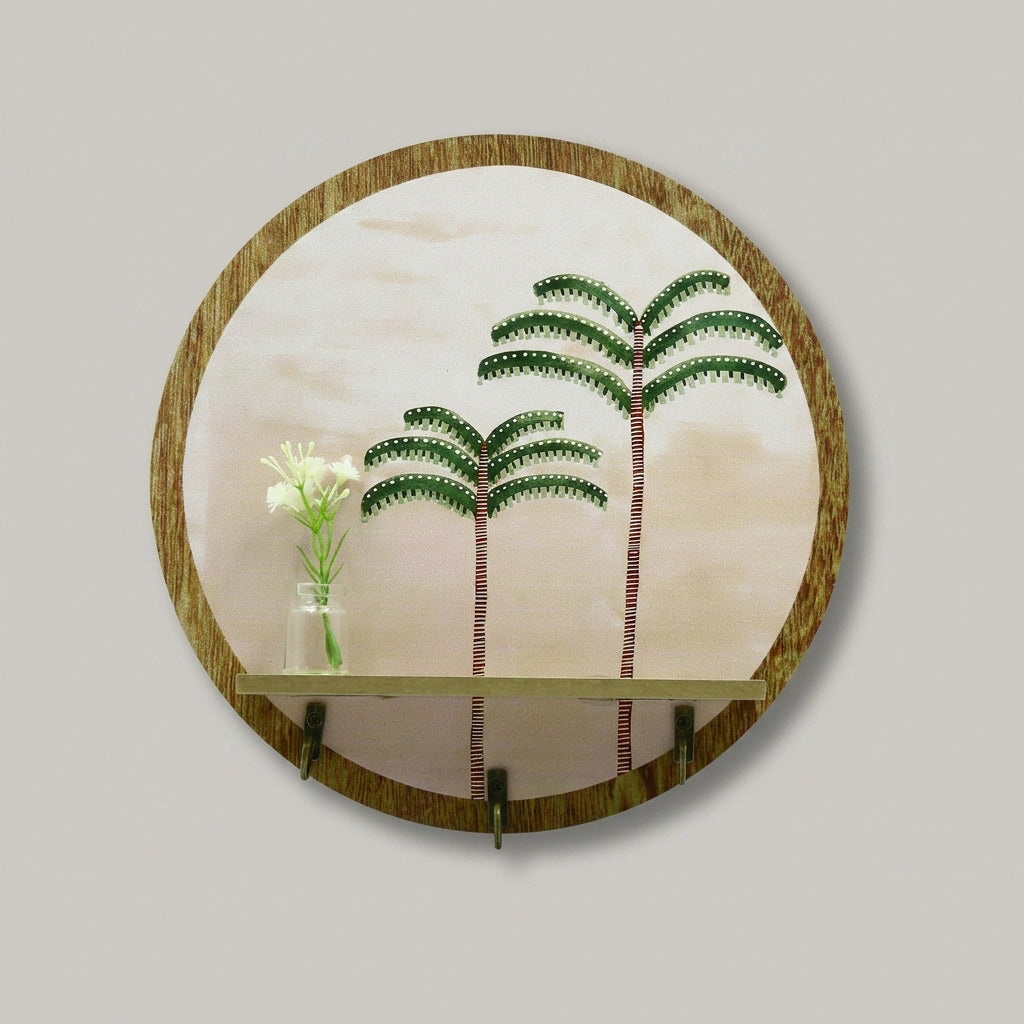 Round Wooden Tree Wall Art Key Holder by Zodiya