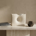 Off-White Square Ceramic Flower Vase (Center Hollow) By Zodiya