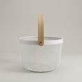 White Round Metal Basket By Zodiya