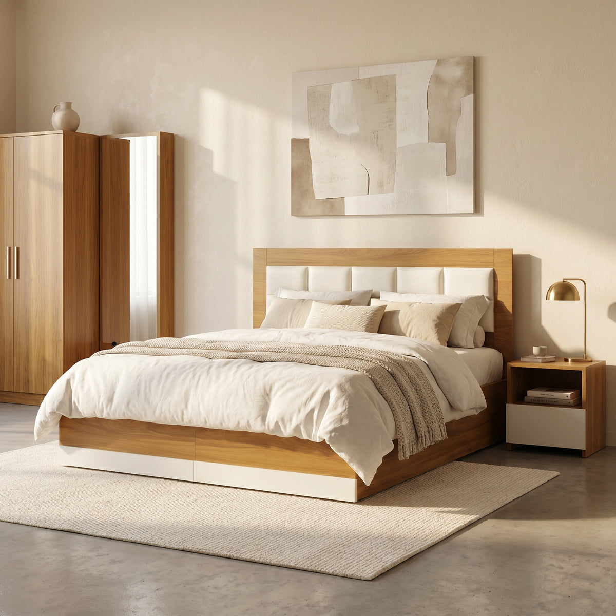 Naila White Queen Engineered Wood Bed With Storage By Zodiya