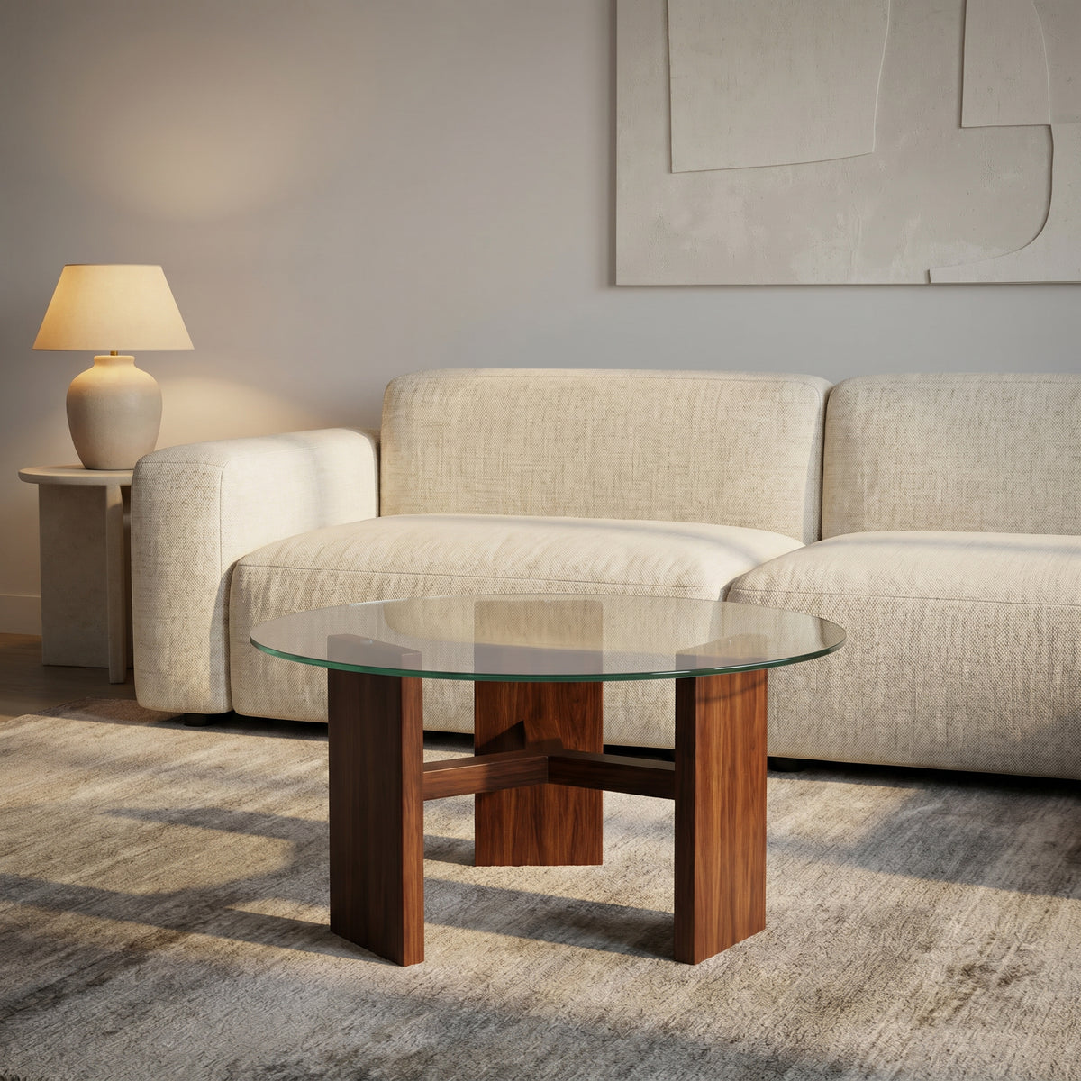 Valcero Glasstop Wooden Coffee Table By Zodiya