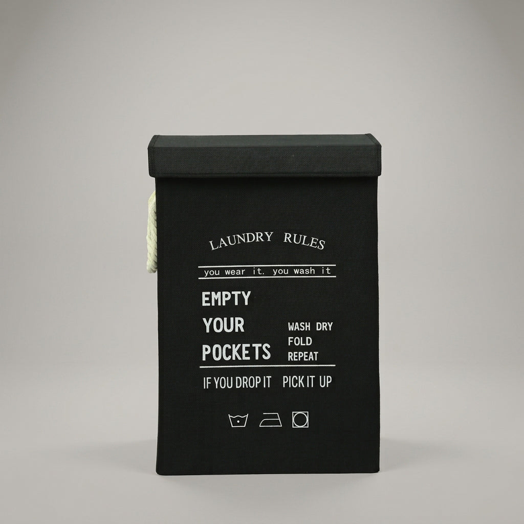 Black Fabric Laundry Basket by Zodiya