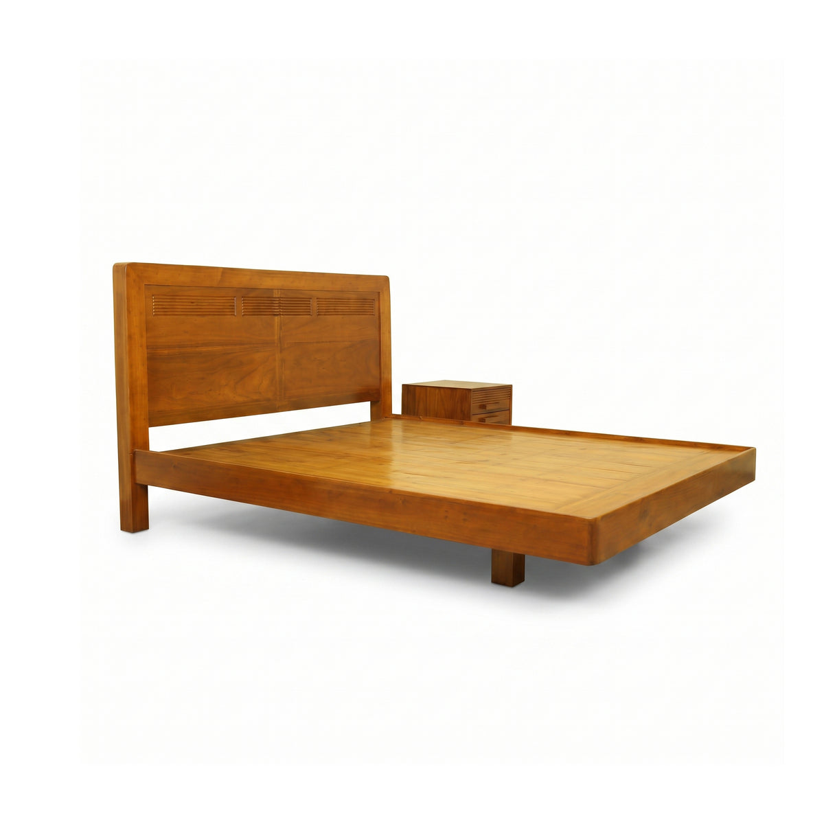 Woodvera Wooden Queen Size Bed with Bedside by Zodiya