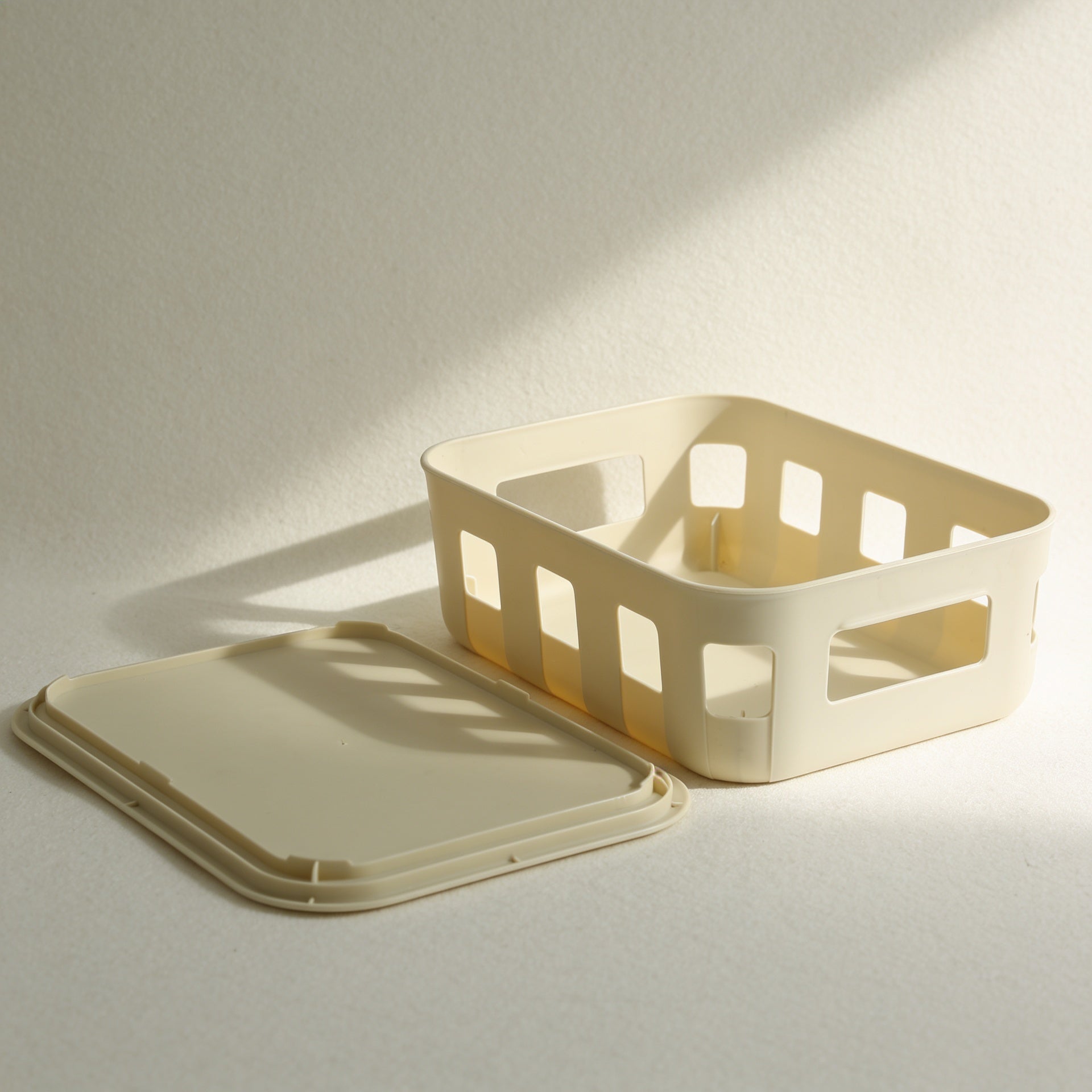 Cream Multi Storage Box with Lid by Zodiya