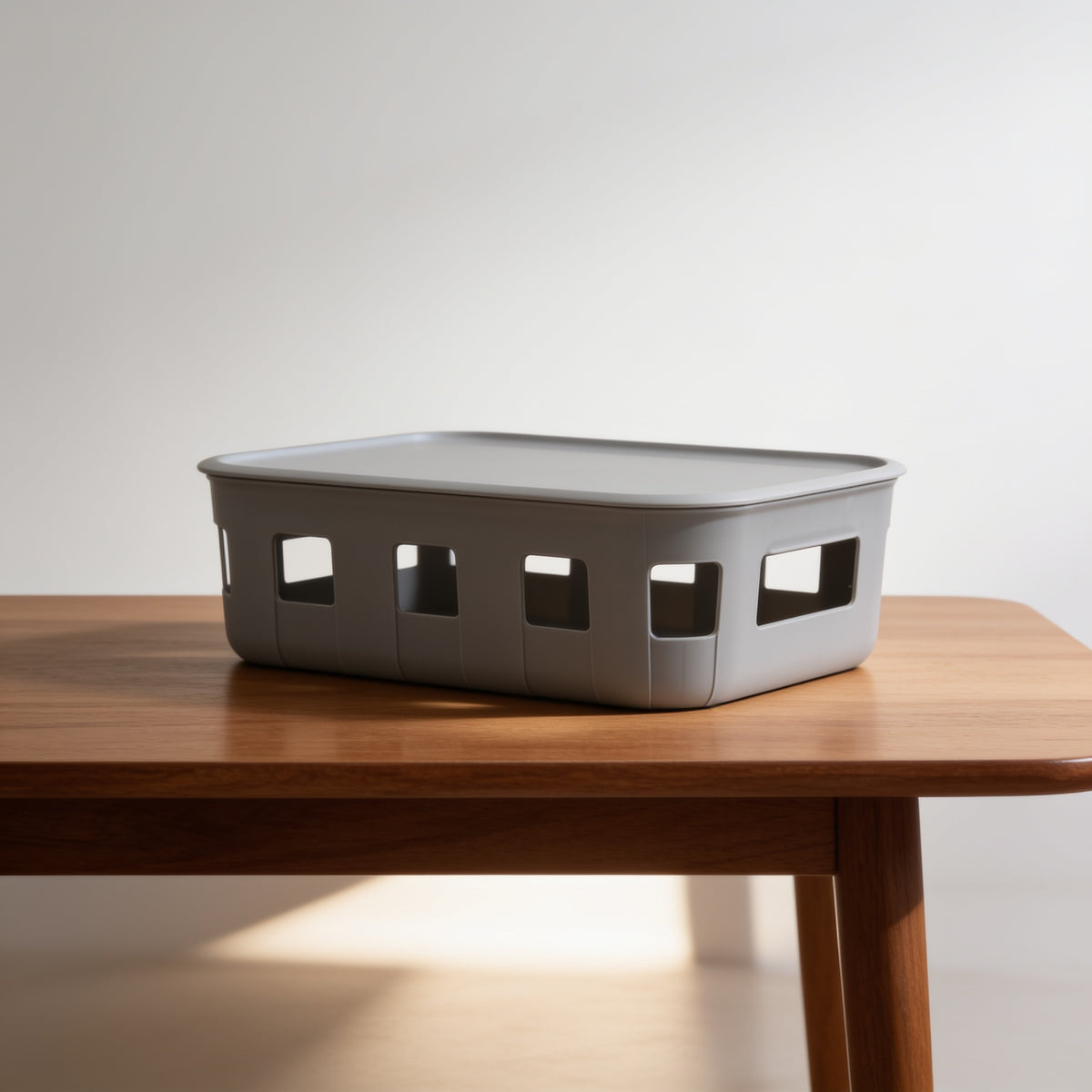 Grey Plastic Multipurpose Storage Box with Lid by Zodiya