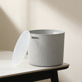 Grey Round Plastic Multipurpose Storage Basket with Lid by Zodiya