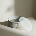 Grey Round Storage Box with Lid by Zodiya