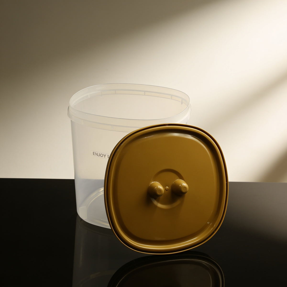Plastic Grain Storage Container with Brown Lid by Zodiya