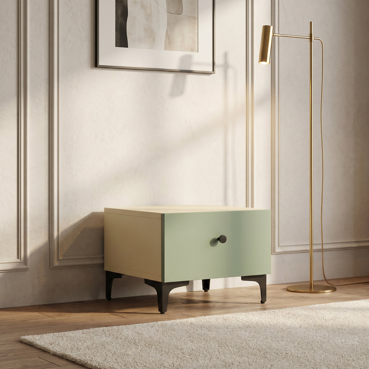 MAKWA Pastel Green Bedside with Storage by Zodiya