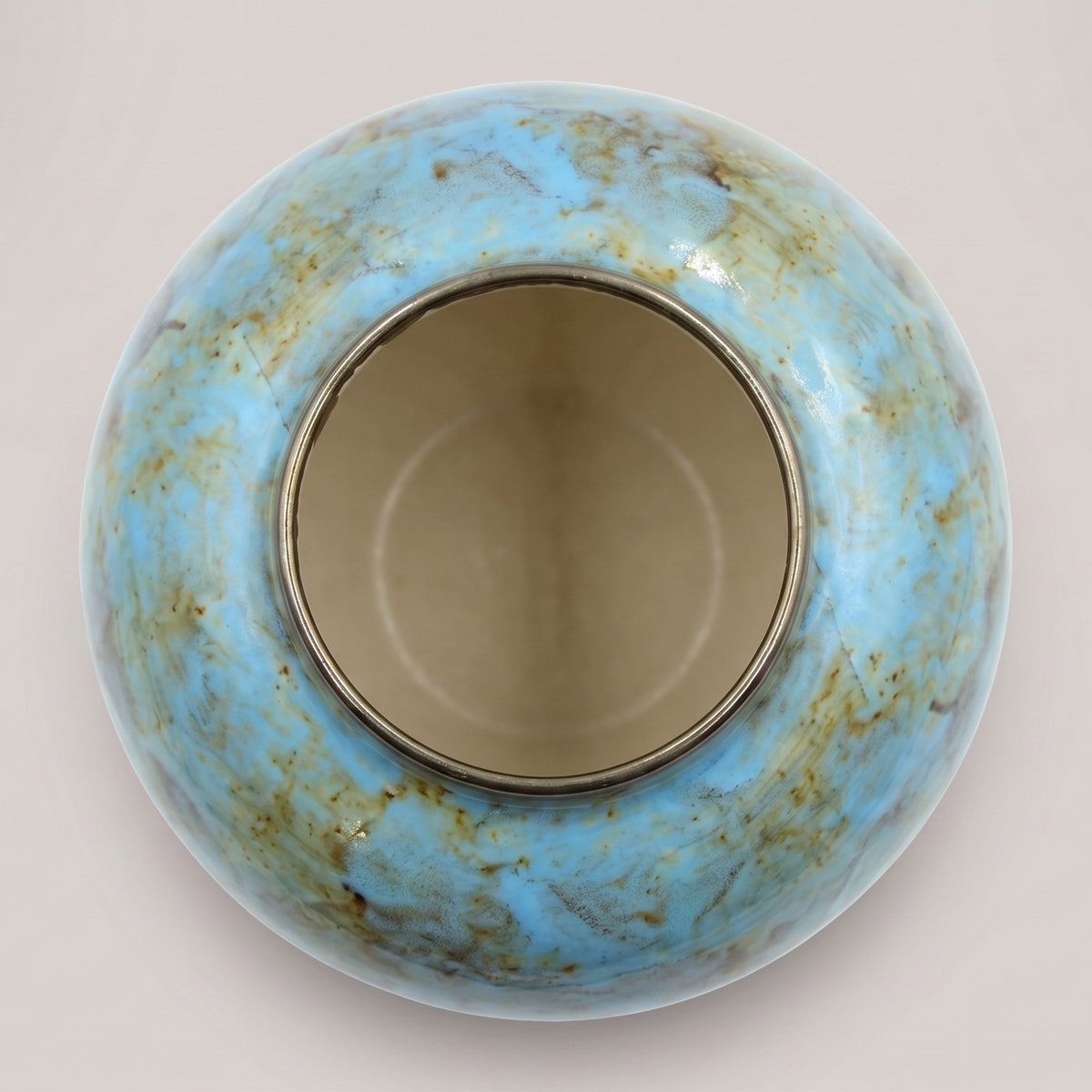Blue Round Glazed Small Ceramic Vase By Zodiya
