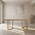 Green Marble 6 Seater Dining Table with Gold Metal Legs by Zodiya