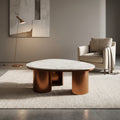 Triangular White Marble Coffee Table with Bronze Legs by Zodiya