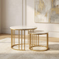 Round Marble Nesting Coffee Tables (Set of 2, Gold) by Zodiya