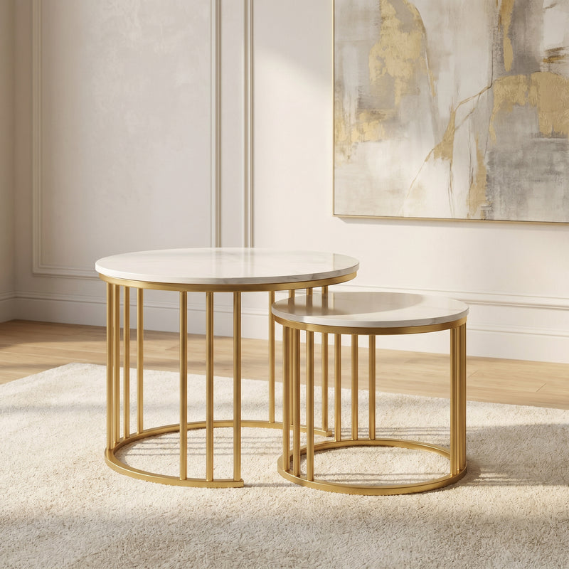 ZDY-BTP25-SideTable Marbletop - Set of two 59x59x45.5-1