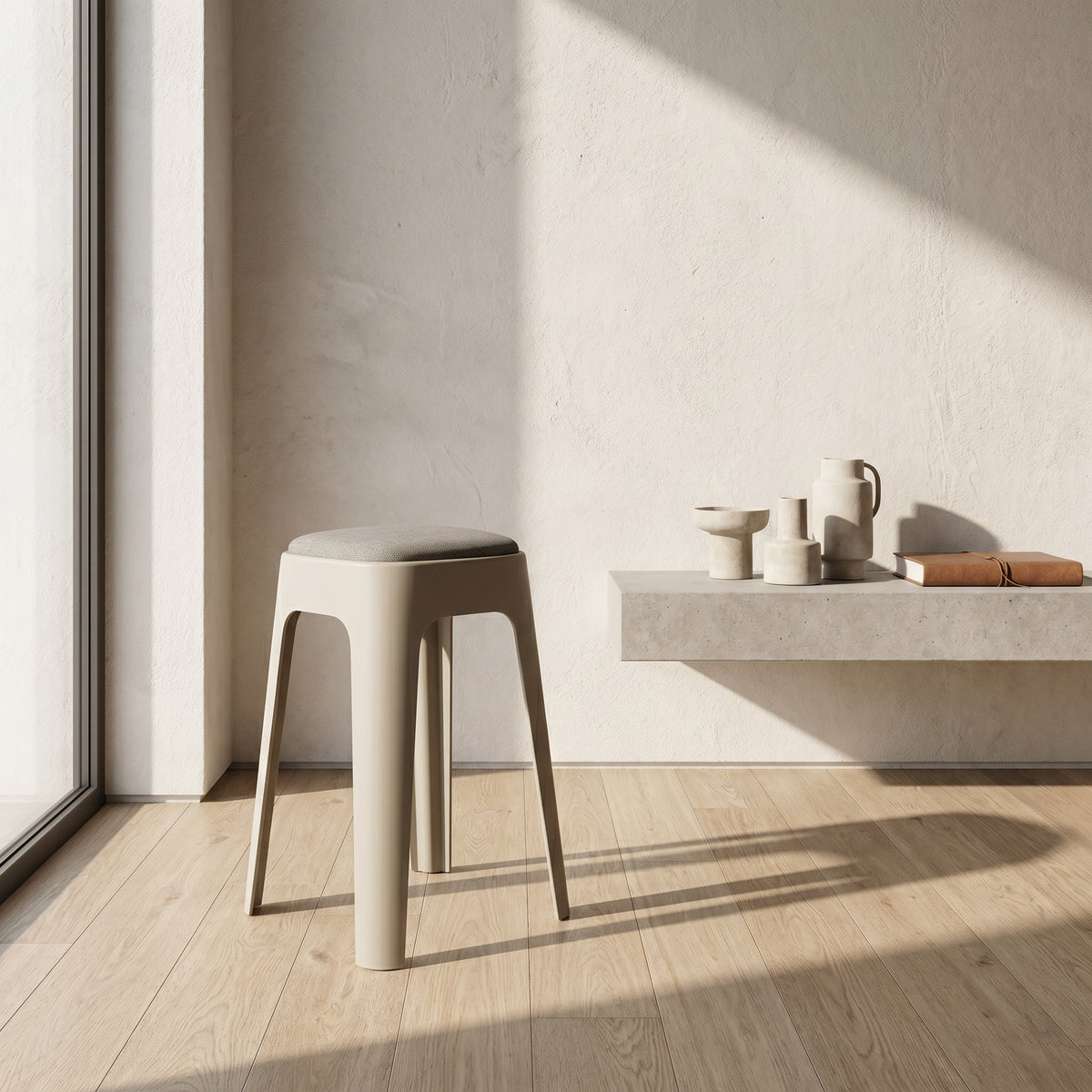 Dark Grey Fabric Seating Stool by Zodiya