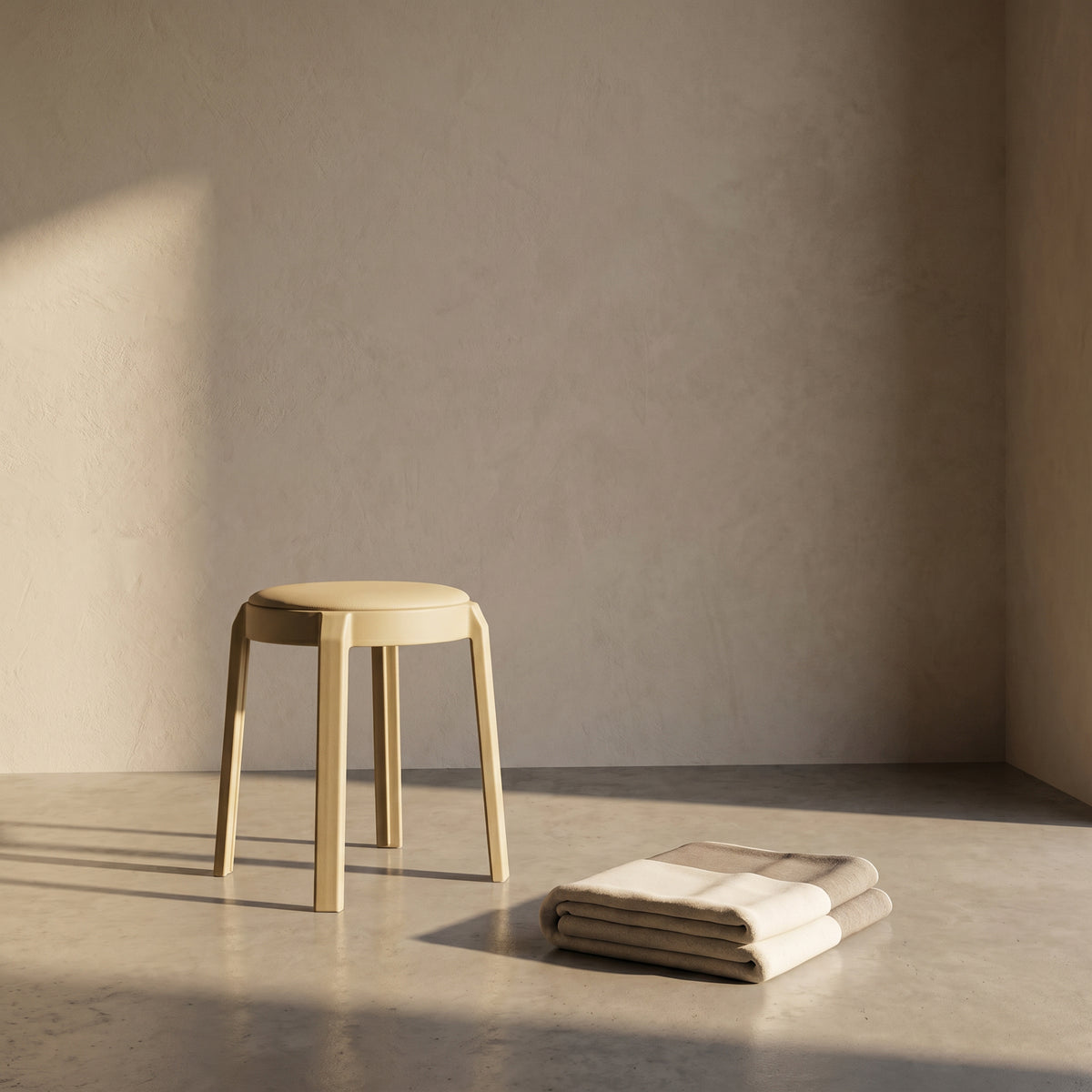 Coffee Brown Plastic Cushioned Stool By Zodiya