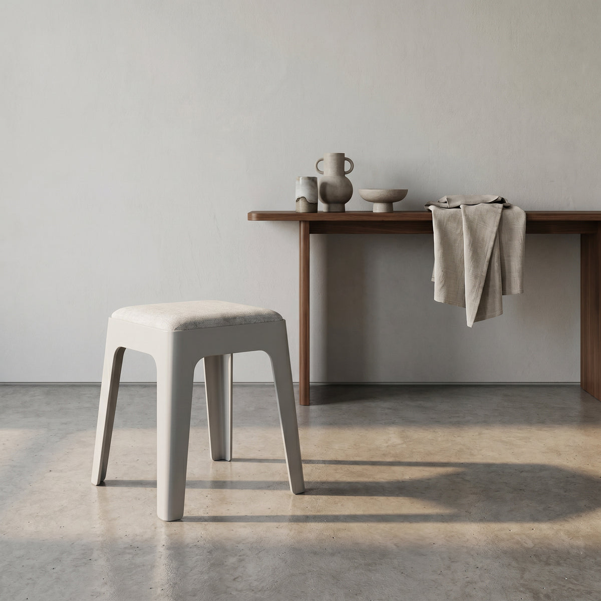 Grey Fabric Seating Stool by Zodiya