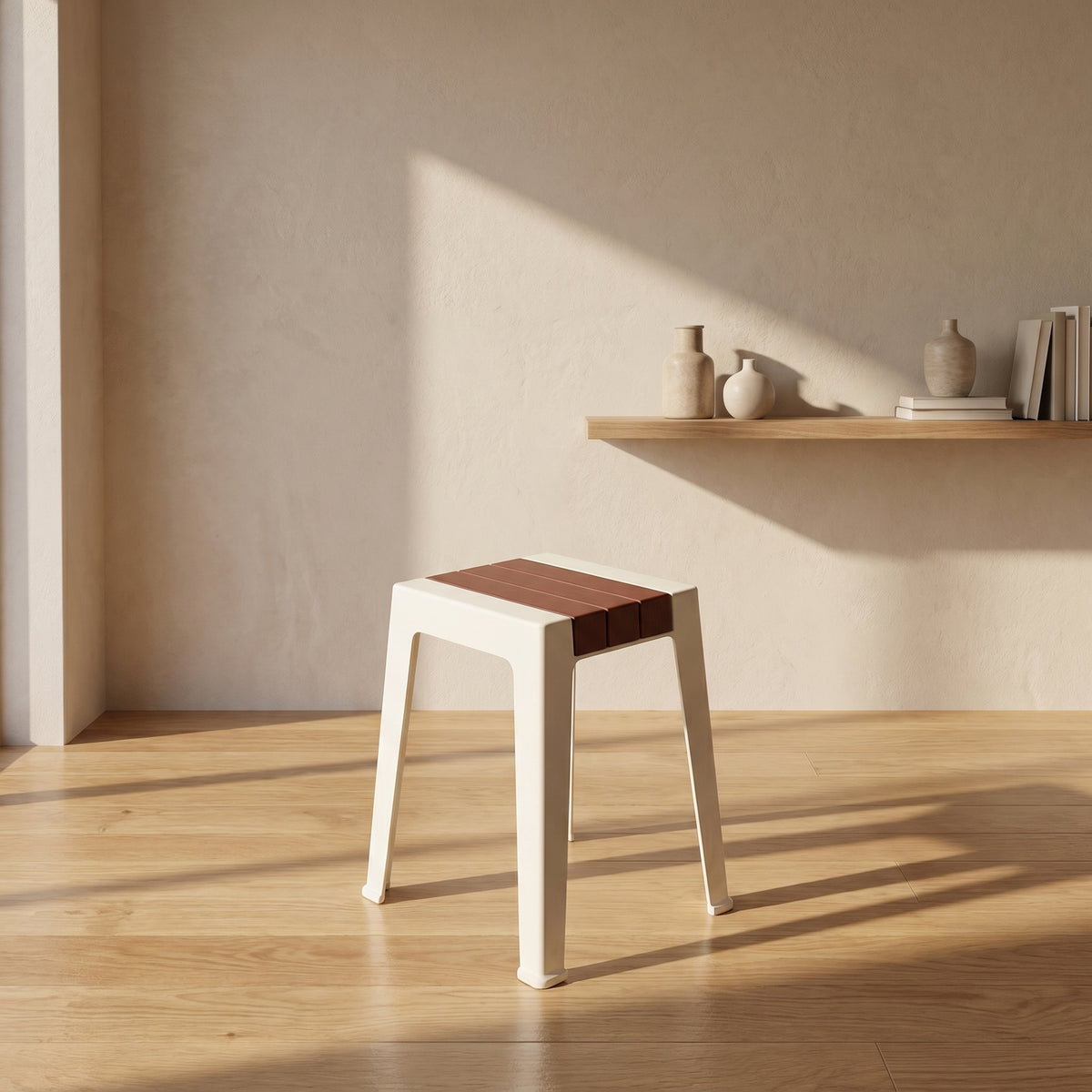 White Plastic Stool By Zodiya