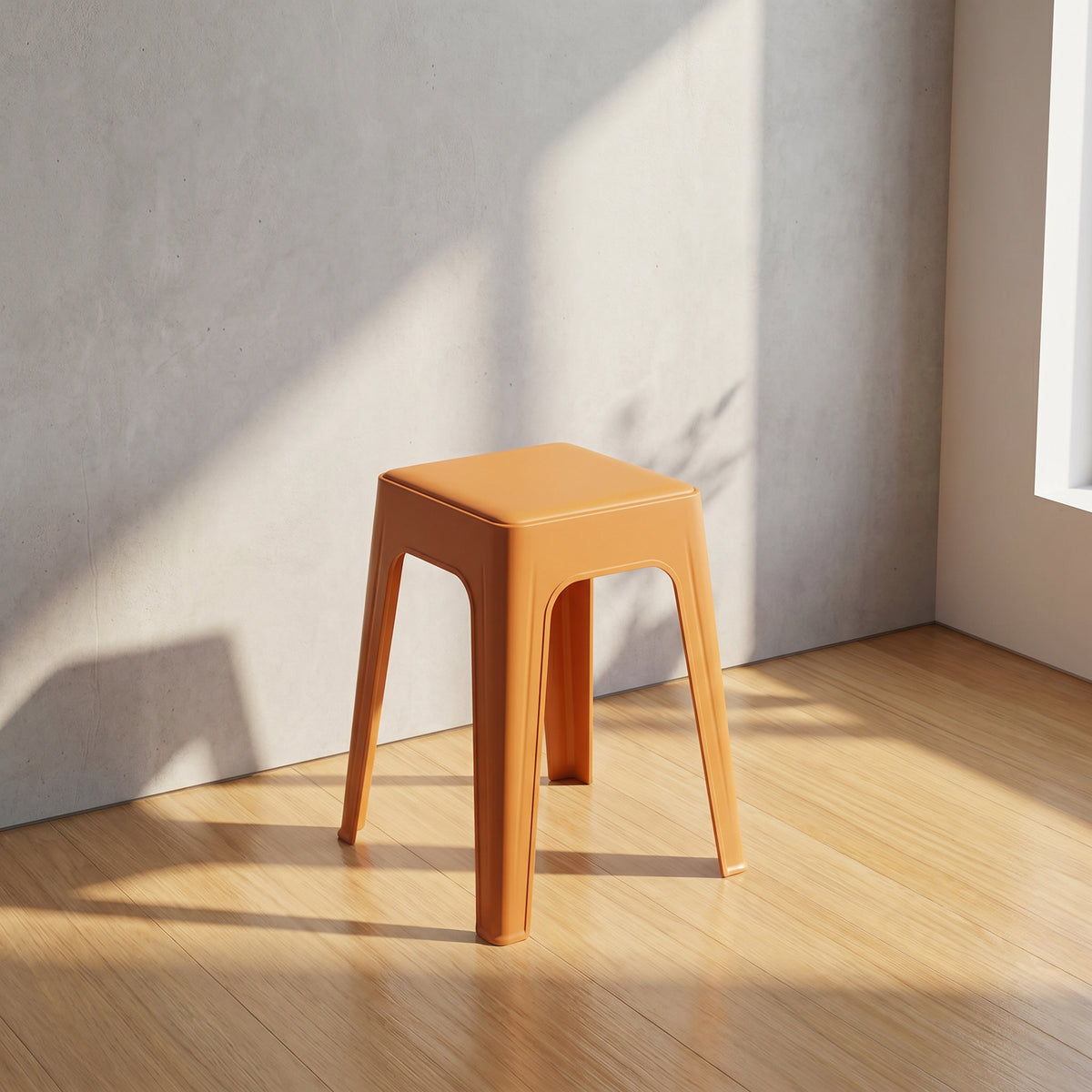 Mocha Orange Square Plastic Stool by Zodiya