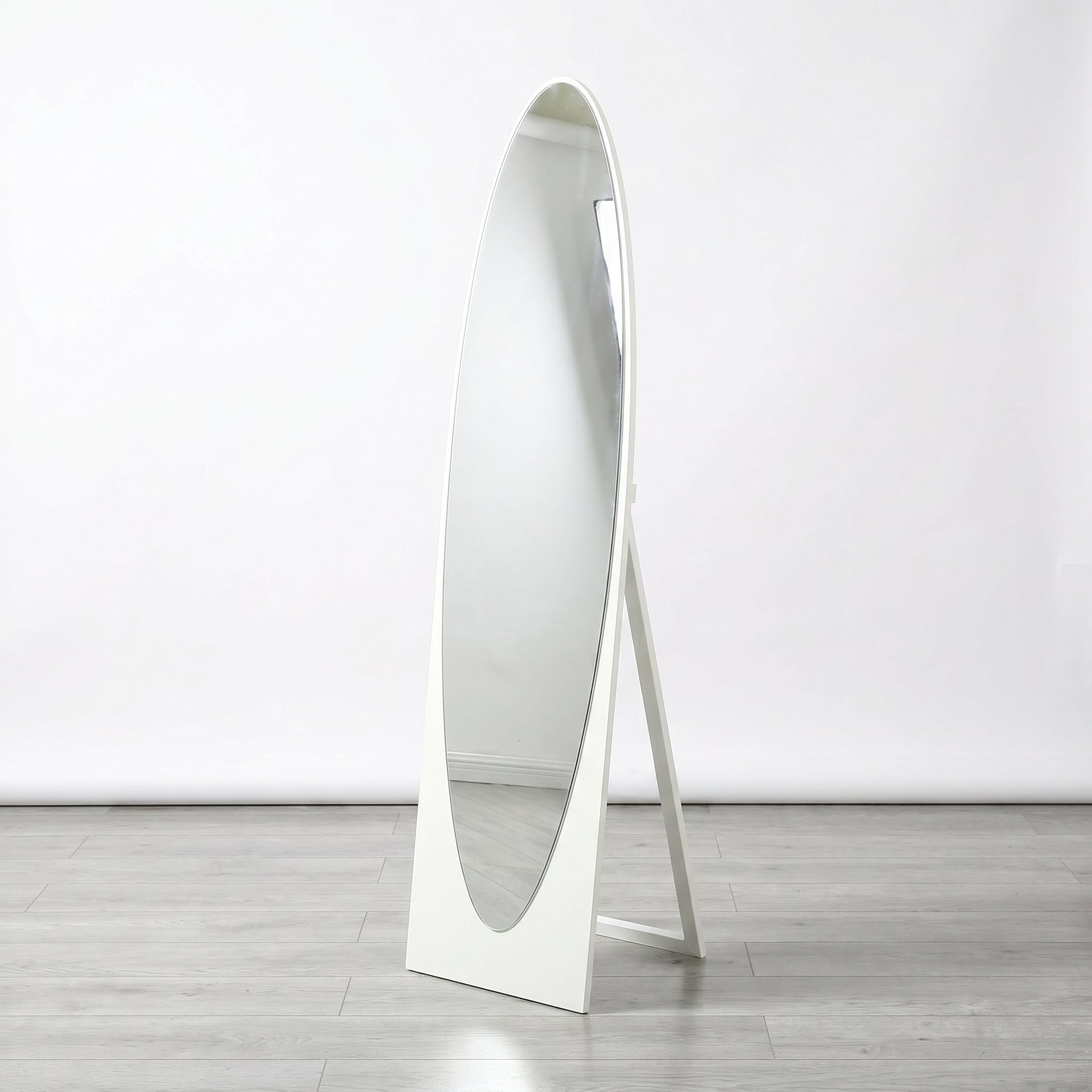 Silver Oval Metallic Standing Mirror by Zodiya-1
