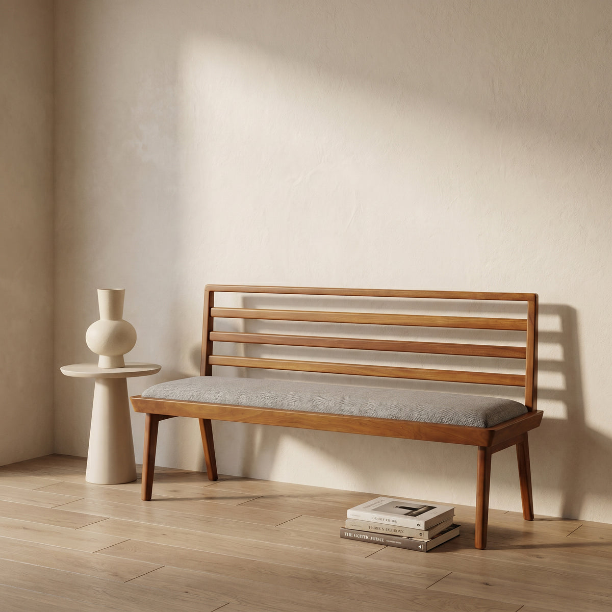 Wooden Bench with Cushion by Zodiya