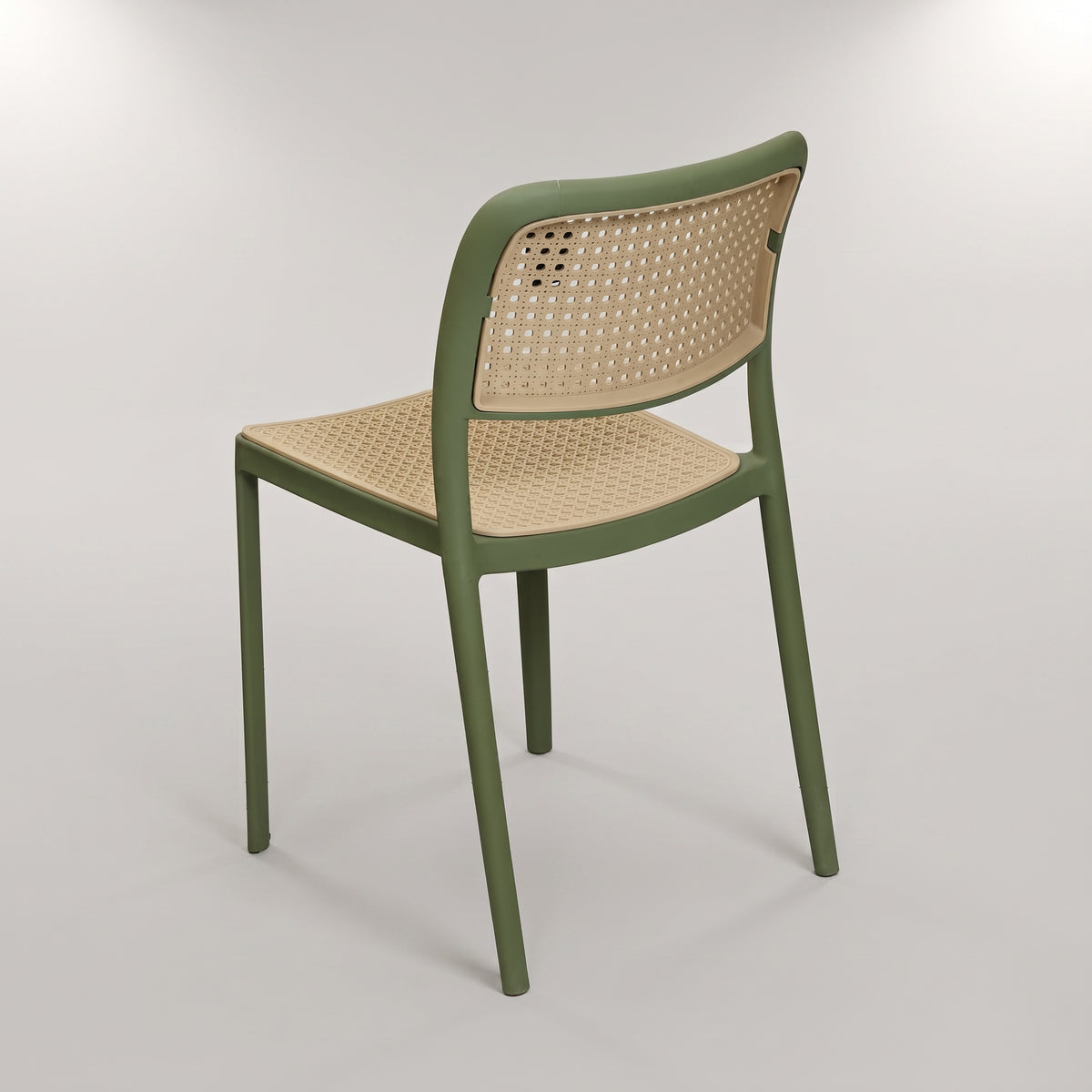 Bravo Green Plastic Chair with Rattan Design by Zodiya
