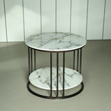 2 Layer Round Marble Side Table by Zodiya