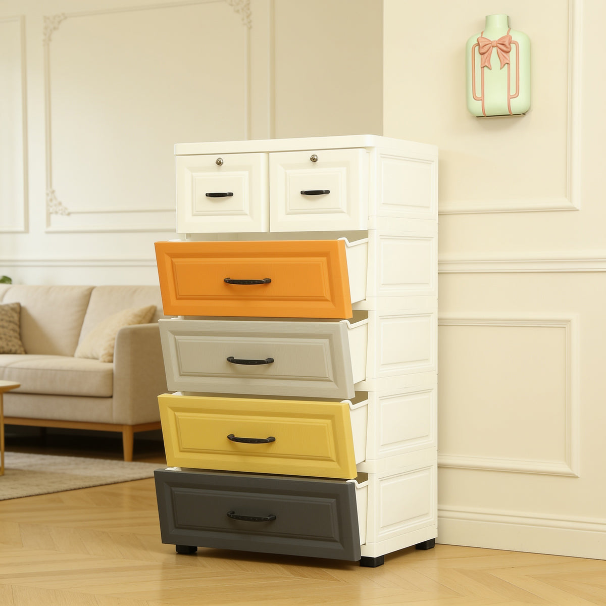 Multicolour 6 Drawer Plastic Storage Cabinet By Zodiya