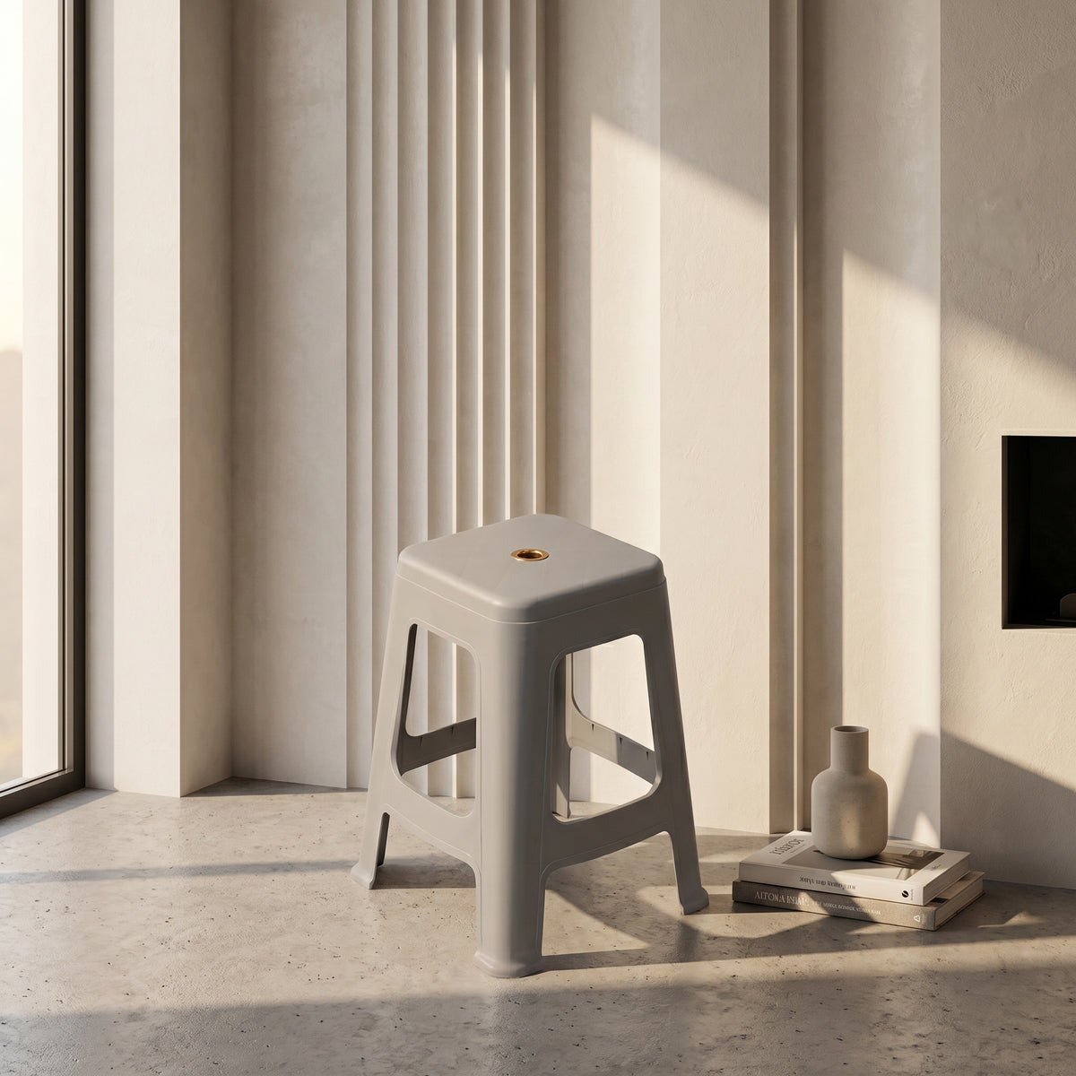 Grey Plastic Stool By Zodiya