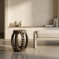 Walnut Barrel Garden Stool by Zodiya