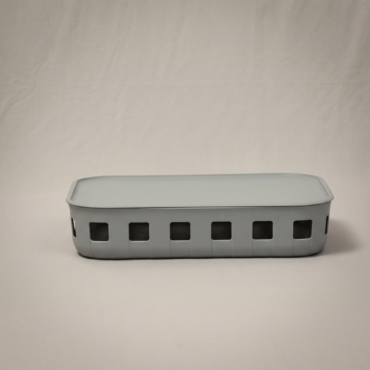 Storage Box with Lid - Grey Multi-Purpose Organizer by Zodiya