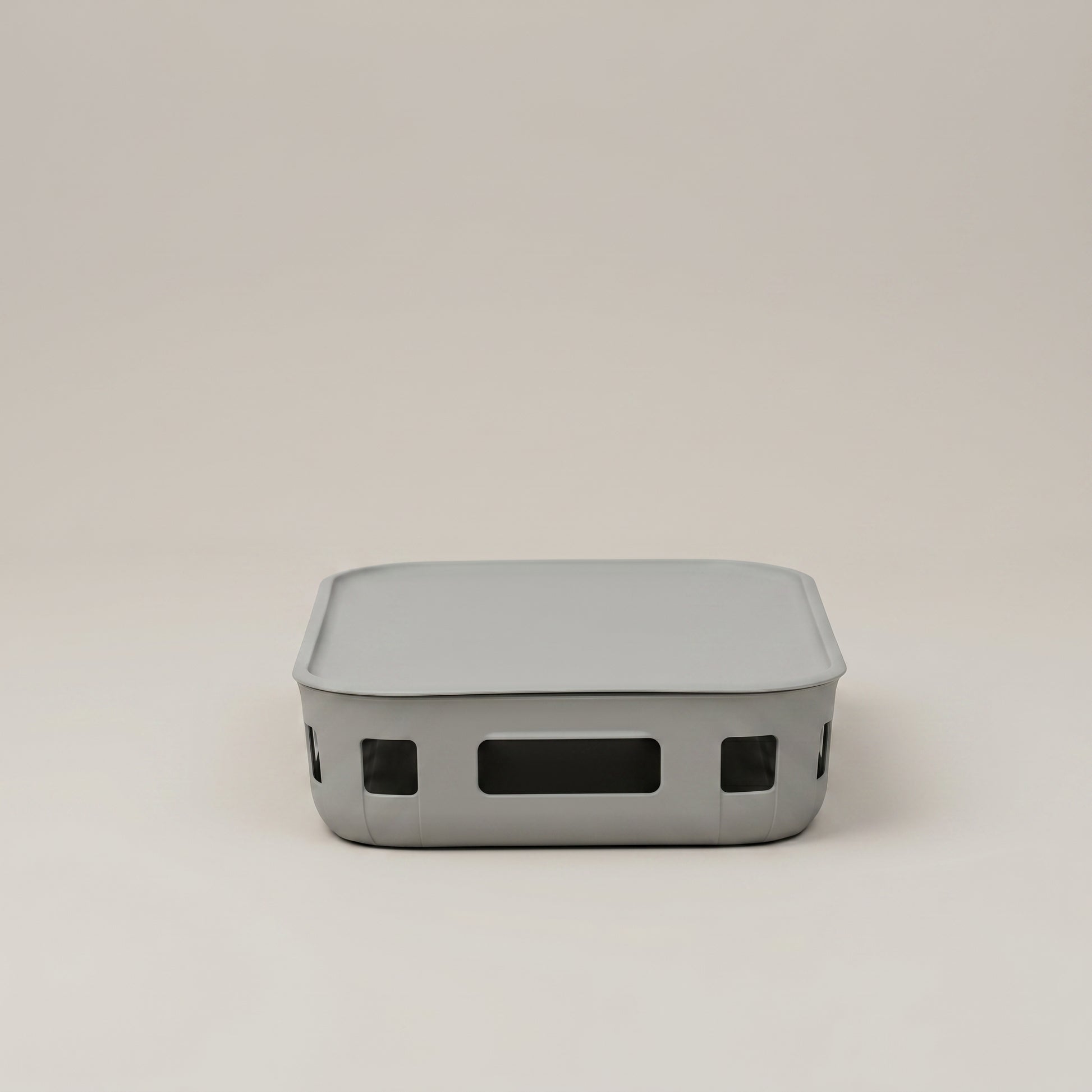 Storage Box with Lid - Grey Multi-Purpose Organizer by Zodiya-4