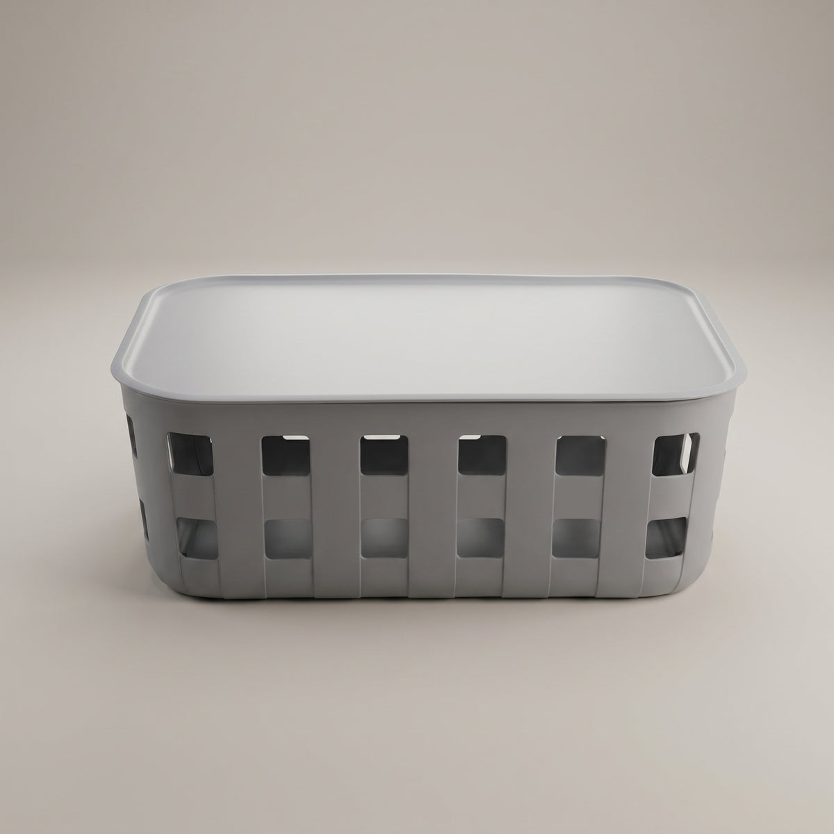 Grey Plastic Storage Box with Lid  by Zodiya