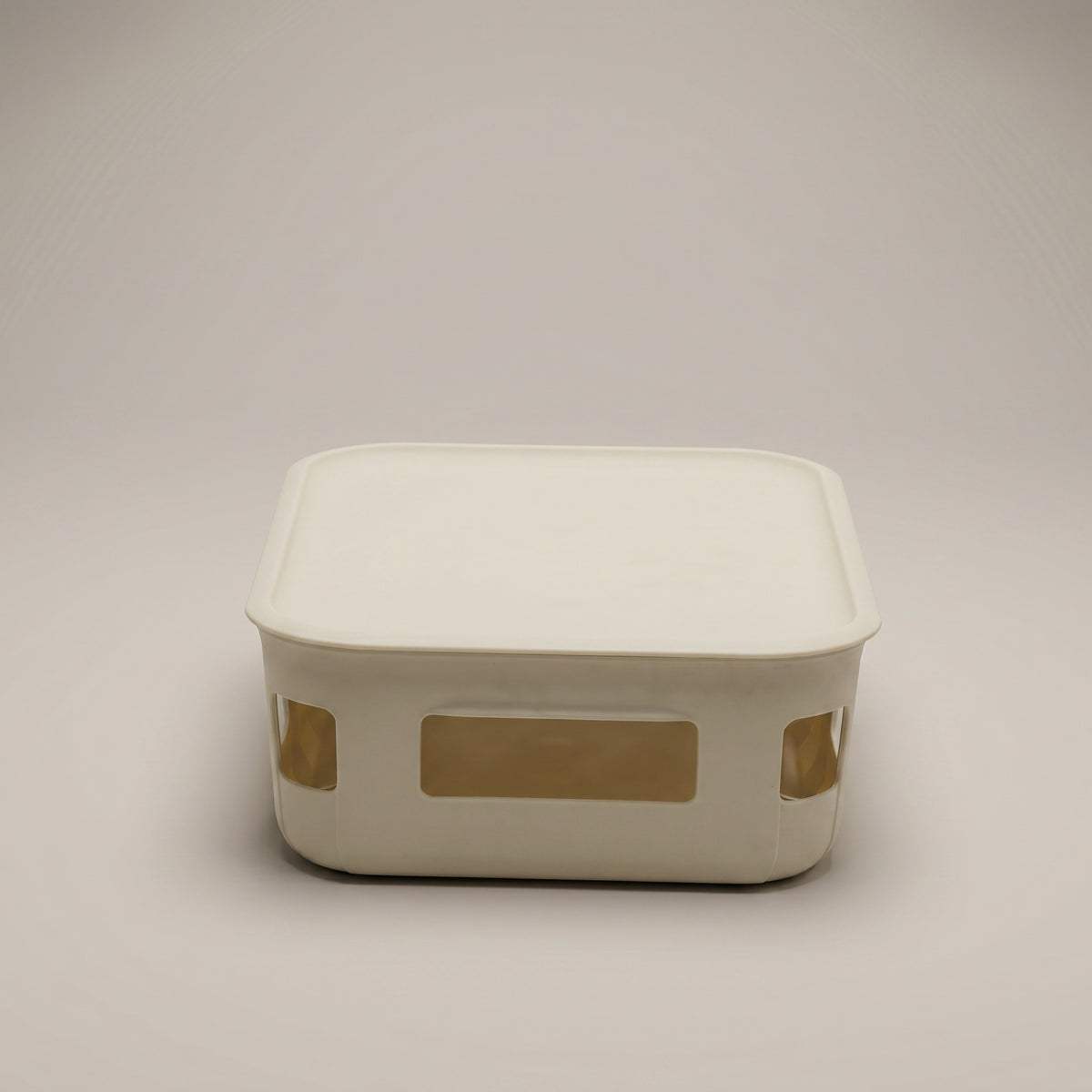 Cream Multipurpose Storage Box with Lid by Zodiya